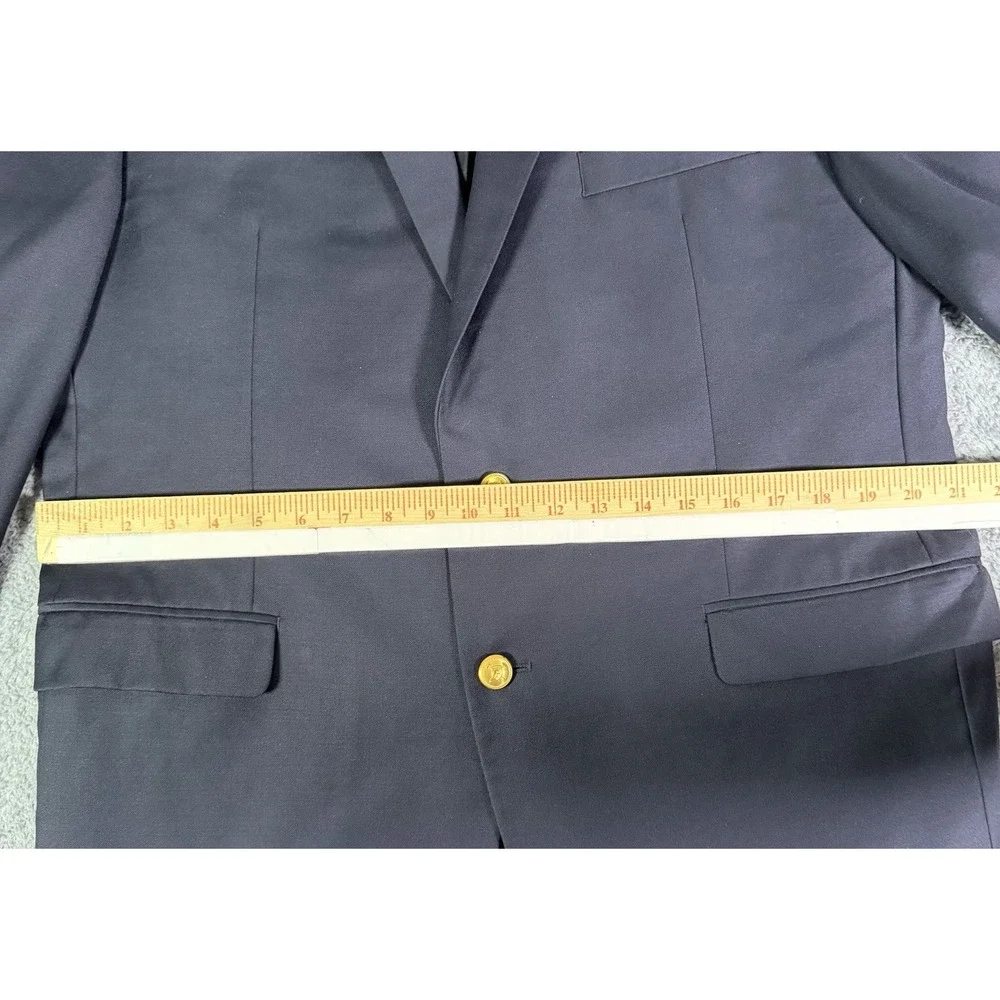 Lauren Ralph Lauren Mens Blazer 44 R Navy Blue 100% Wool Gold Button Sport Coat